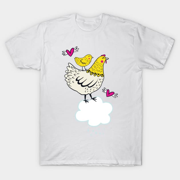 Cloudy with a Chance of Chickens T-Shirt by Jacqueline Hurd